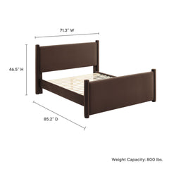 Rael Chocolate Brown Performance Velvet Queen Platform Bed - Ornate Home