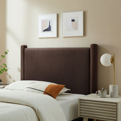 Rael Chocolate Brown Performance Velvet Twin Headboard - Ornate Home