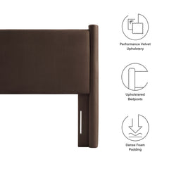 Rael Chocolate Brown Performance Velvet Twin Headboard - Ornate Home