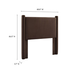 Rael Chocolate Brown Performance Velvet Twin Headboard - Ornate Home