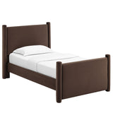Rael Chocolate Brown Performance Velvet Twin Platform Bed - Ornate Home