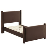 Rael Chocolate Brown Performance Velvet Twin Platform Bed - Ornate Home