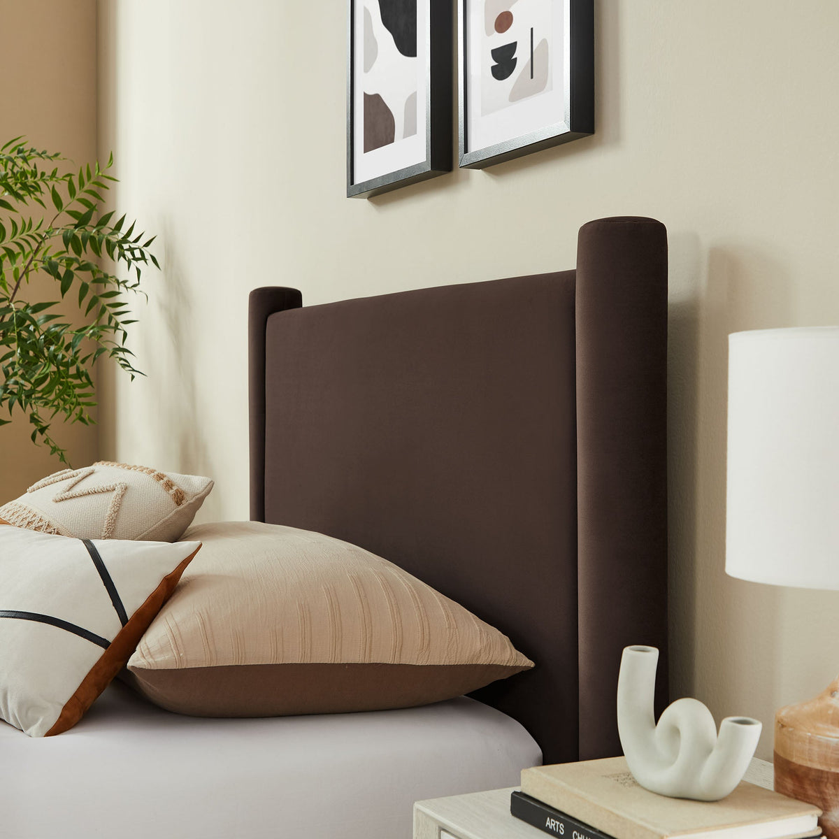 Rael Chocolate Brown Performance Velvet Twin Platform Bed - Ornate Home