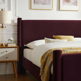Rael Mulberry Performance Velvet Full Platform Bed - Ornate Home