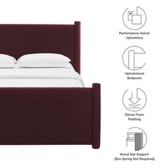 Rael Mulberry Performance Velvet Full Platform Bed - Ornate Home