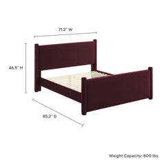 Rael Mulberry Performance Velvet Queen Platform Bed - Ornate Home