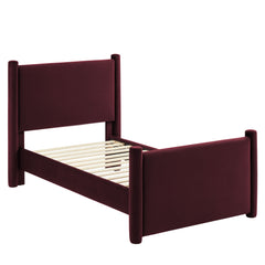 Rael Mulberry Performance Velvet Twin Platform Bed - Ornate Home