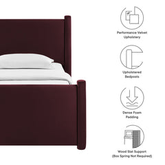 Rael Mulberry Performance Velvet Twin Platform Bed - Ornate Home