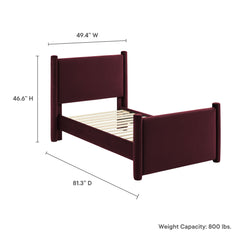 Rael Mulberry Performance Velvet Twin Platform Bed - Ornate Home