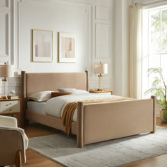 Rael Taupe Performance Velvet King Platform Bed - Ornate Home