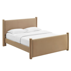 Rael Taupe Performance Velvet King Platform Bed - Ornate Home