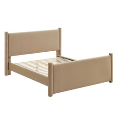Rael Taupe Performance Velvet King Platform Bed - Ornate Home