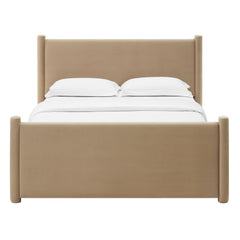 Rael Taupe Performance Velvet King Platform Bed - Ornate Home