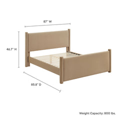 Rael Taupe Performance Velvet King Platform Bed - Ornate Home