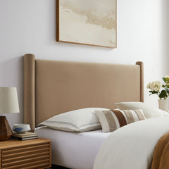 Rael Taupe Performance Velvet Queen Headboard - Ornate Home