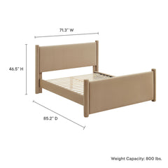 Rael Taupe Performance Velvet Queen Platform Bed - Ornate Home