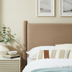 Rael Taupe Performance Velvet Twin Headboard - Ornate Home
