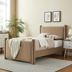 Rael Taupe Performance Velvet Twin Platform Bed - Ornate Home
