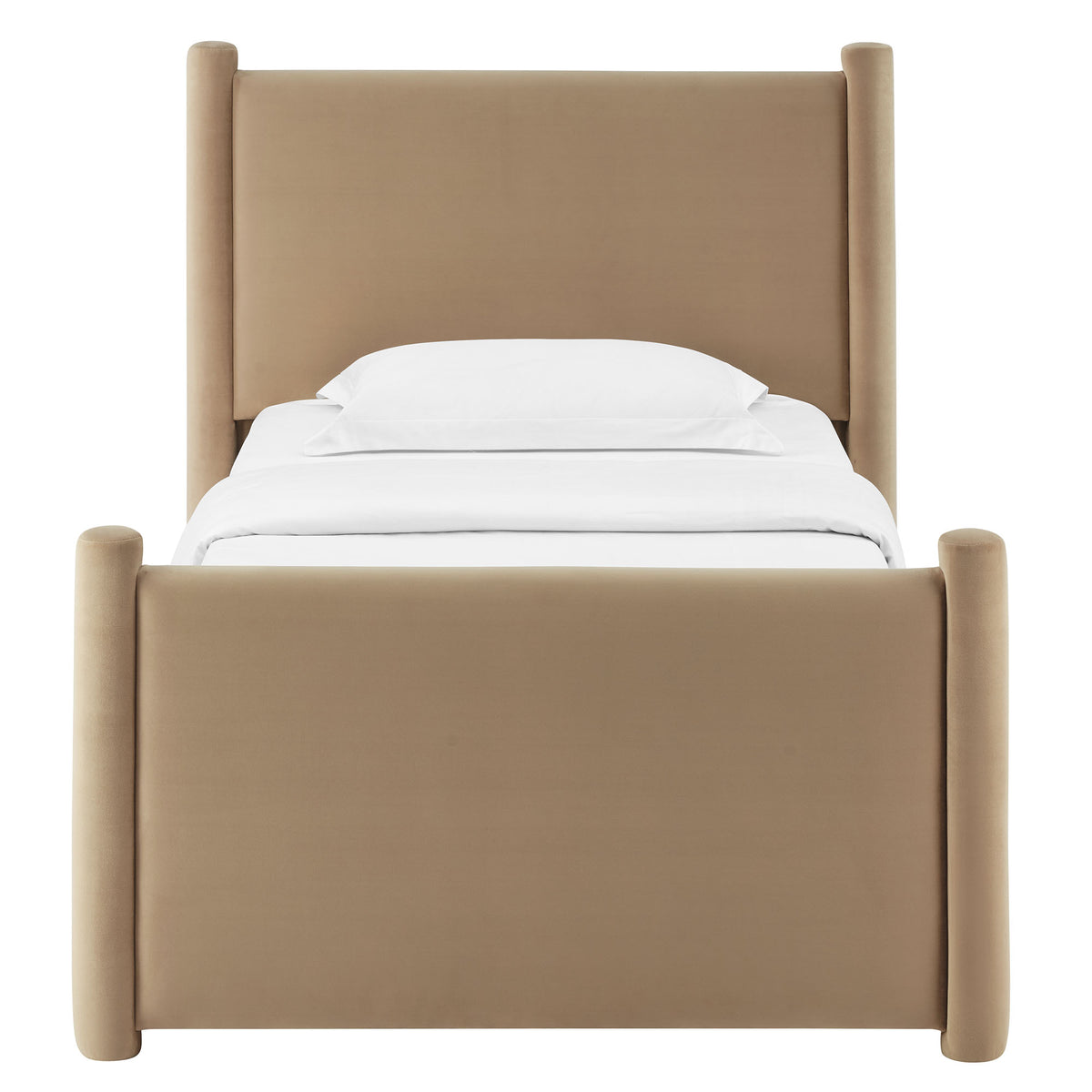 Rael Taupe Performance Velvet Twin Platform Bed - Ornate Home