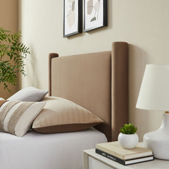 Rael Taupe Performance Velvet Twin Platform Bed - Ornate Home