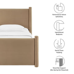 Rael Taupe Performance Velvet Twin Platform Bed - Ornate Home