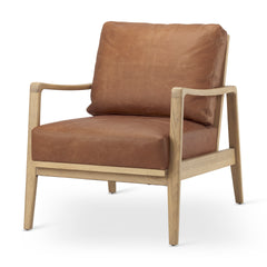 Raeleigh Cognac/Light Brown Leather Accent Chair - Ornate Home