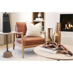 Raeleigh Cognac/Light Brown Leather Accent Chair - Ornate Home