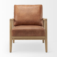 Raeleigh Tan Faux Leather Accent Chair - Ornate Home