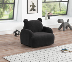 Raelynn Black 25.5"W Sherpa Bear-Shaped Kids Armchair - Ornate Home