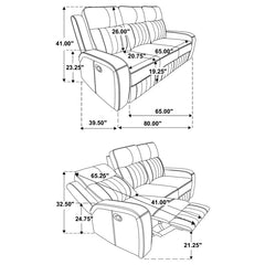 Raelynn Grey 2-piece Motion Reclining Sofa Set - Ornate Home