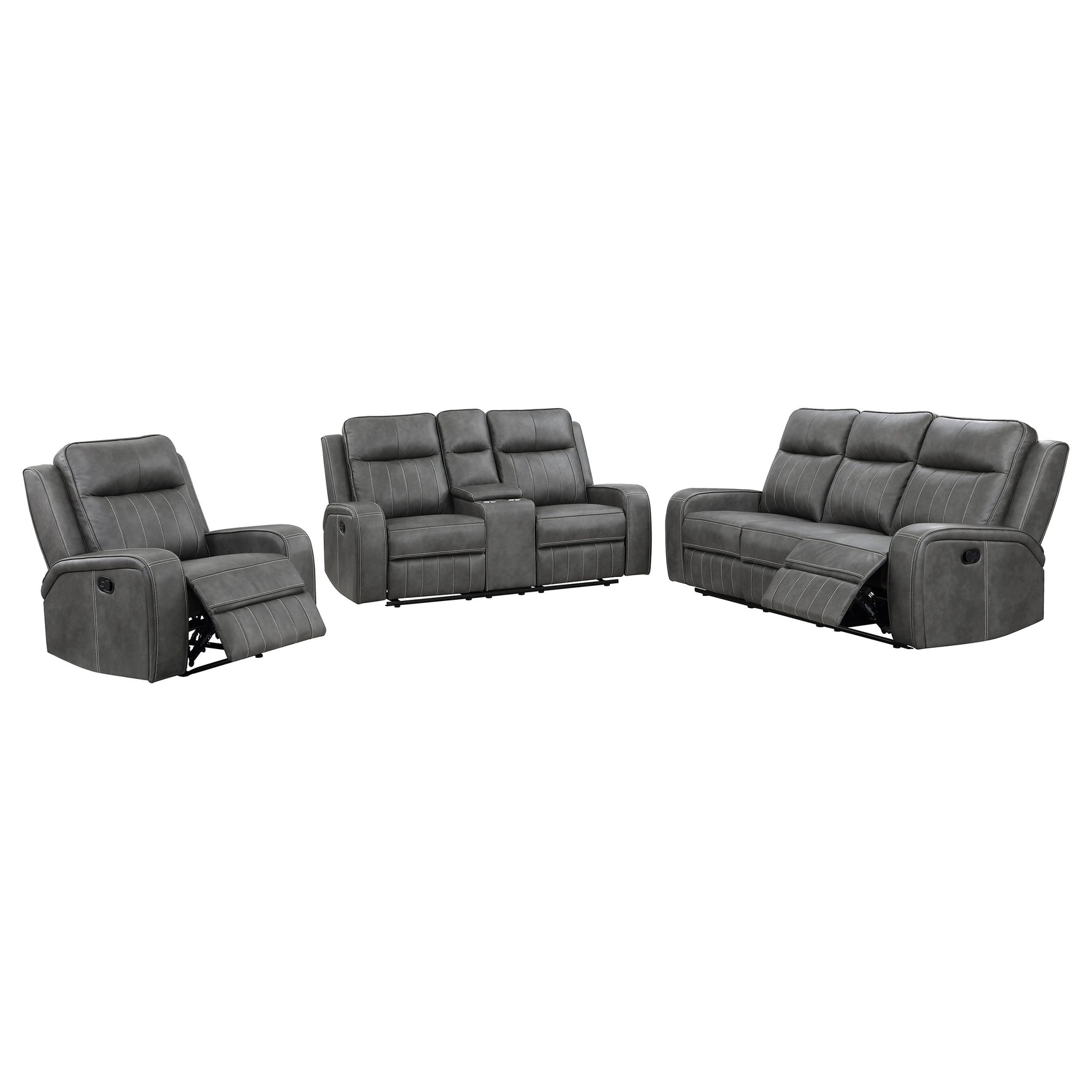Raelynn Grey  3-piece Reclining Sofa Set - Ornate Home