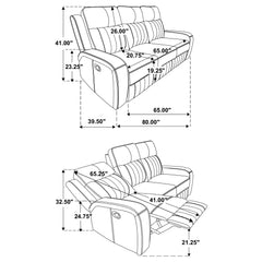 Raelynn Grey Reclining Sofa - Ornate Home