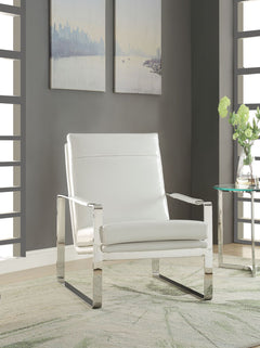 Rafael White/Stainless Steel Accent Chair - Ornate Home