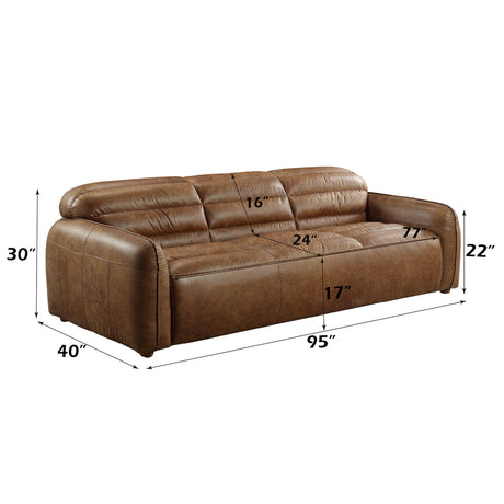 Rafer Cocoa Top Grain Genuine Leather Sofa - Ornate Home
