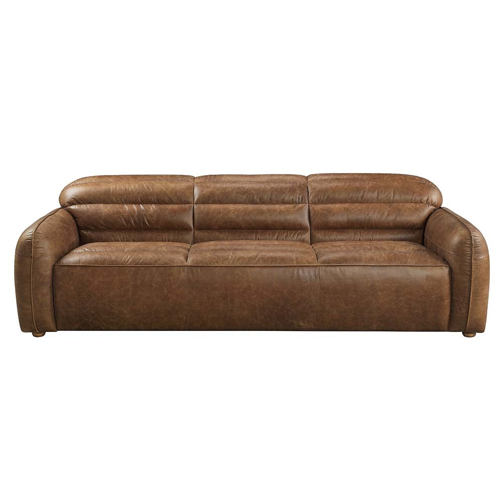 Rafer Cocoa Top Grain Genuine Leather Sofa - Ornate Home