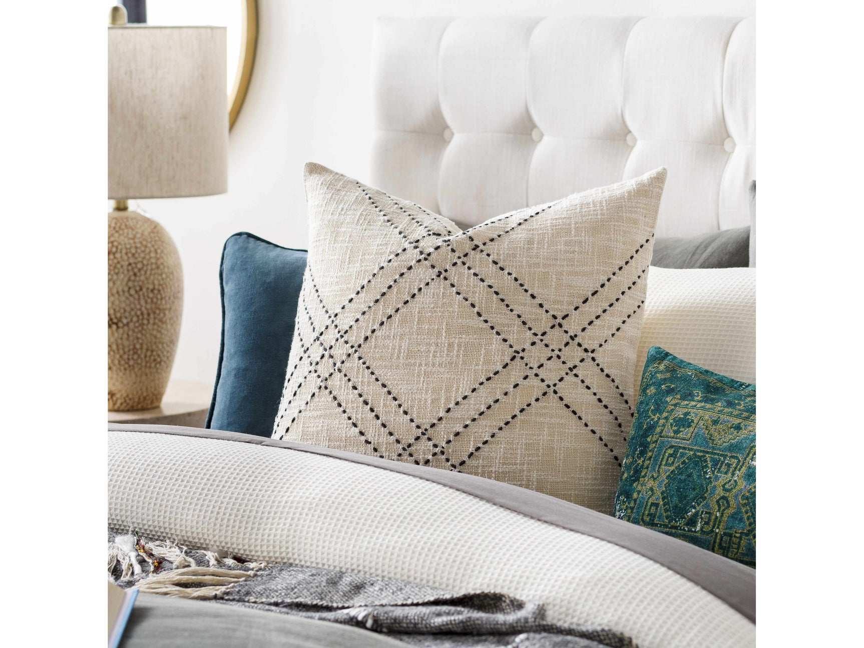 Rafi Cream Accent Pillow - Ornate Home