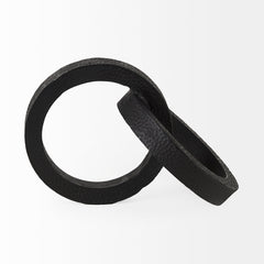 Rafiki Black Two Blackened Hammered Finish Metal Conjoined Circles