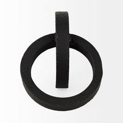 Rafiki Black Two Blackened Hammered Finish Metal Conjoined Circles