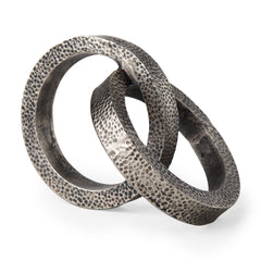 Rafiki Blackened Silver Two Hammered Finish Metal Conjoined Circles