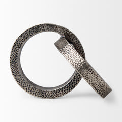 Rafiki Blackened Silver Two Hammered Finish Metal Conjoined Circles
