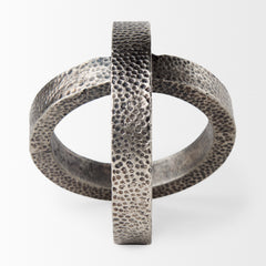 Rafiki Blackened Silver Two Hammered Finish Metal Conjoined Circles