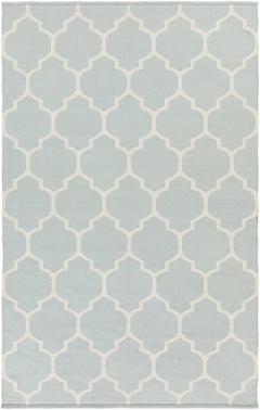 Ragan Ice Blue Trellis Cotton Rug - Clearance - Ornate Home