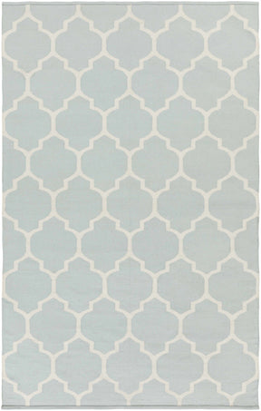 Ragan Ice Blue Trellis Cotton Rug - Clearance - Ornate Home