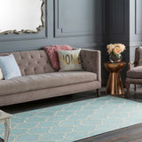Ragan Ice Blue Trellis Cotton Rug - Clearance - Ornate Home