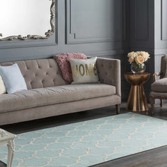 Ragan Ice Blue Trellis Cotton Rug - Clearance - Ornate Home
