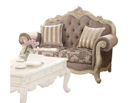 Ragenard Loveseat Gray Fabric & Antique White - Ornate Home