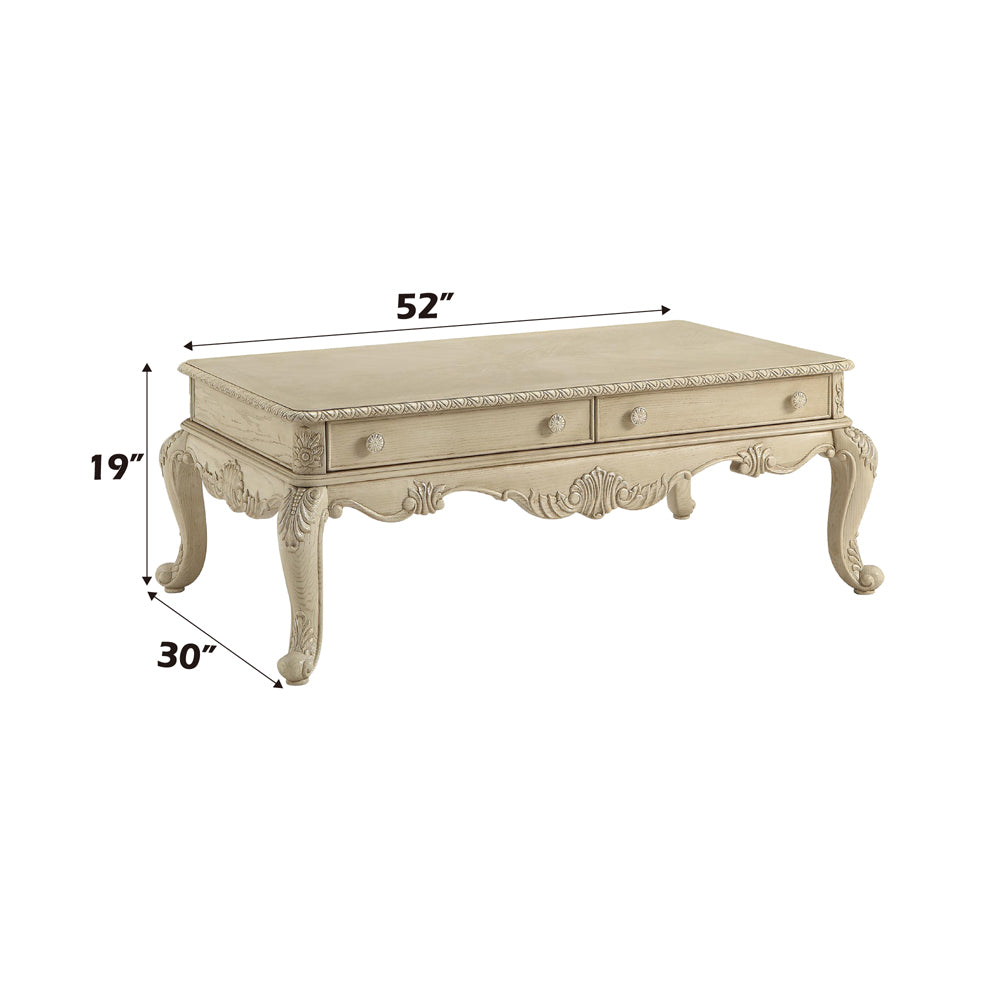 Ragenardus Antique White Coffee Table - Ornate Home