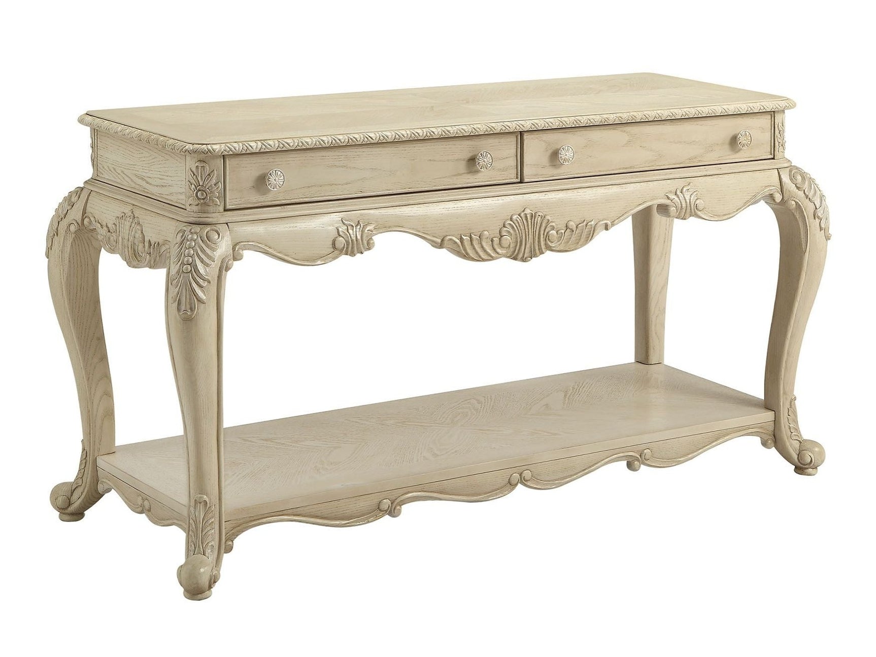Ragenardus Antique White Sofa Table - Ornate Home