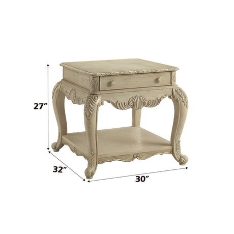 Ragenardus End Table in Antique White - Ornate Home