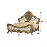 Ragenardus Luxury Beige Linen & Vintage Oak Bed Frame - Ornate Home